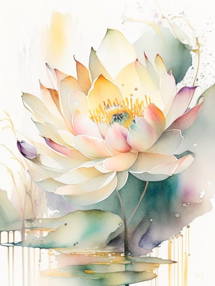 Bouquet de Fleur de Lotus Aquarelle de Conte de Fées 5