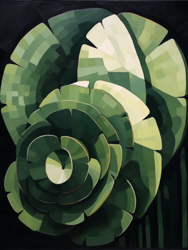 Modern Abstract Cactus Painting Gymnocalycium Cactus 3