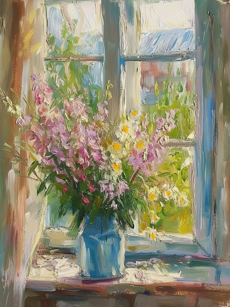 Bluebell Flowers On A Cottage Window 1