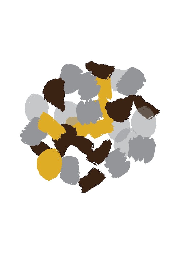Abstract Mustard and Grey Round Paint Blotches