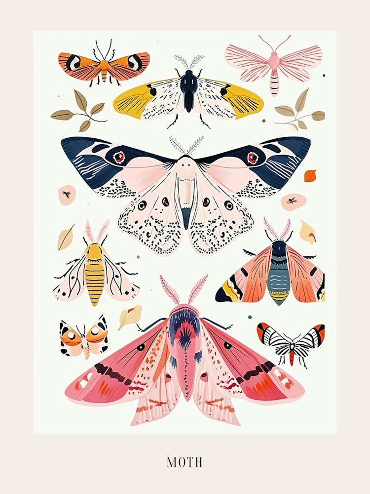 Colourful Insect Illustration Moth 13 Poster
