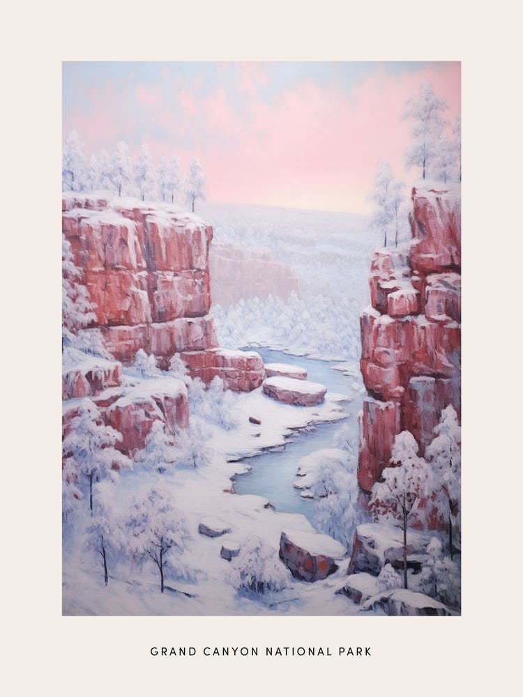 Dreamy Winter National Park Poster  Grand Canyon National Park United States