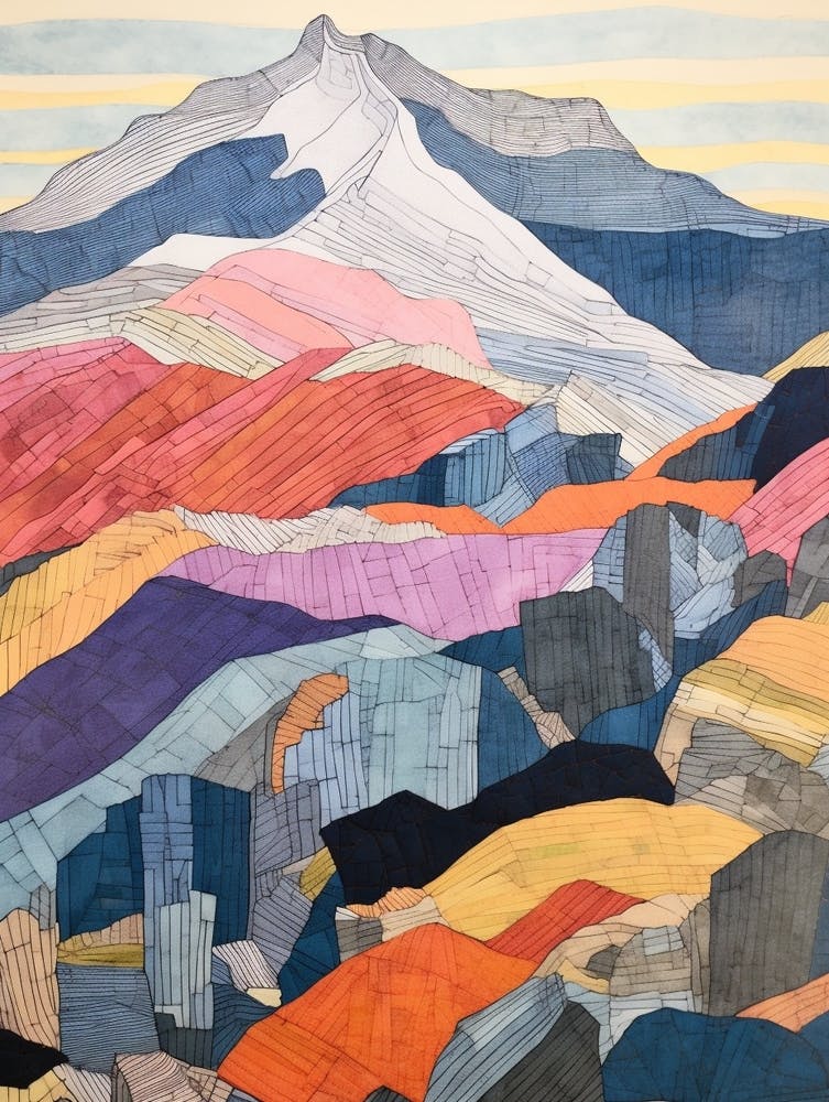 Mount Mansfield 1 Colourful Mountain Illustration