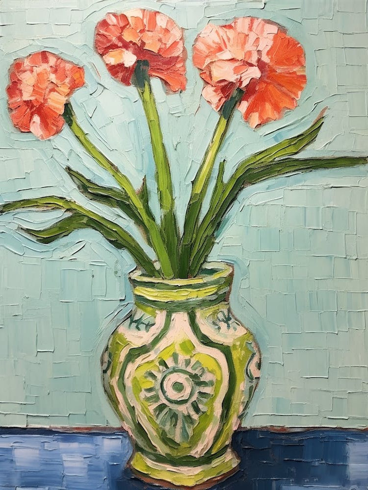 Flowers In A Vase Still Life Painting Carnation 4
