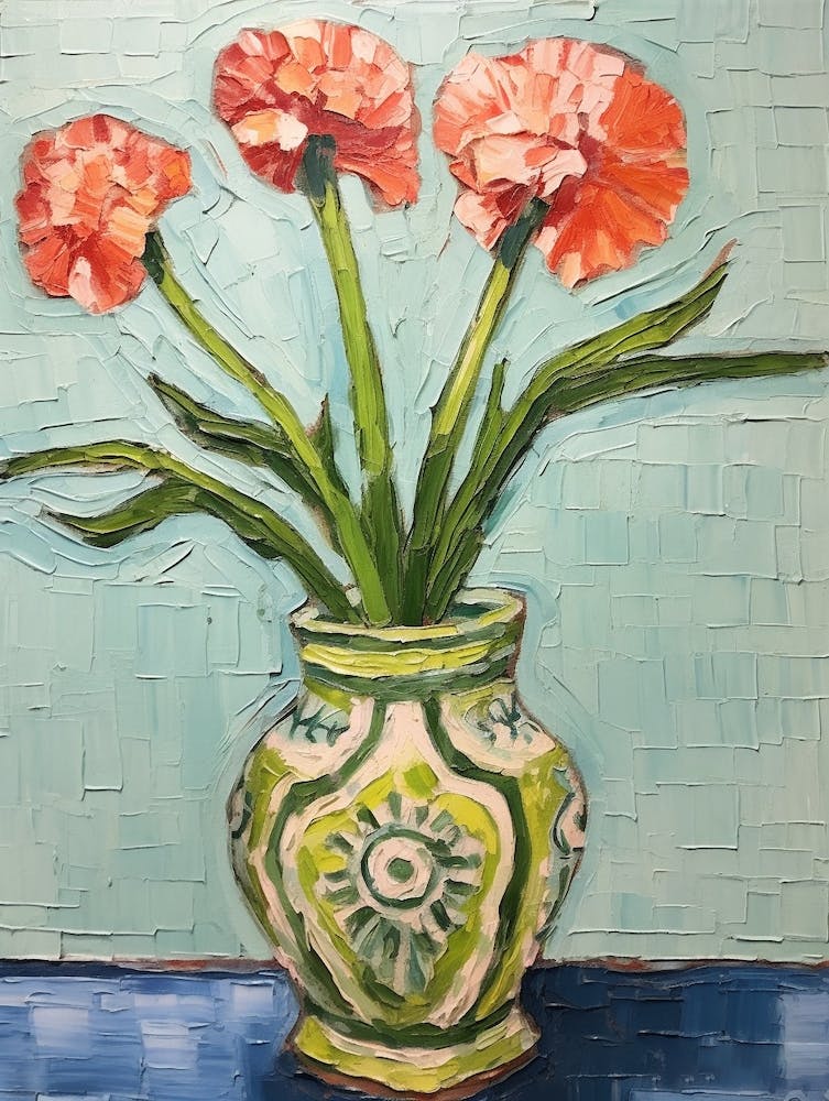 Flowers In A Vase Still Life Painting Carnation 4