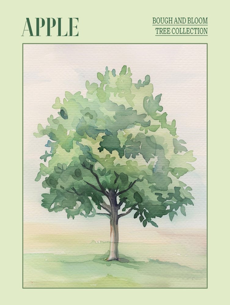 Apple Tree Atmospheric Watercolour Painting 1 Poster