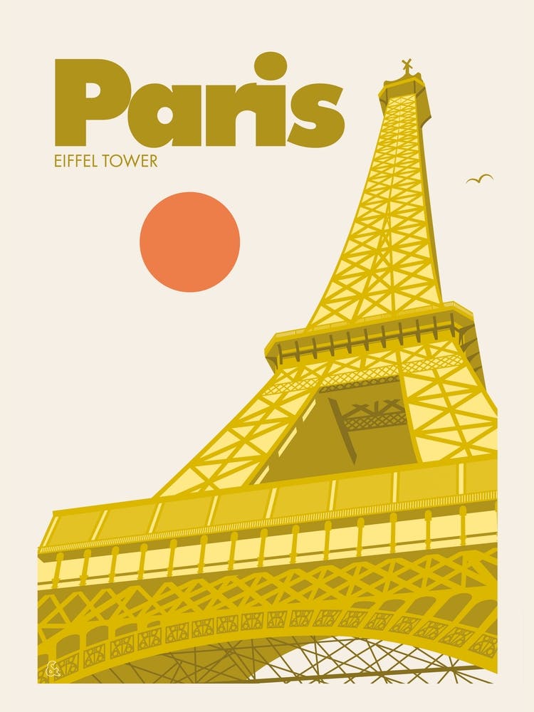 Paris, Travel Print (Yellow) 1