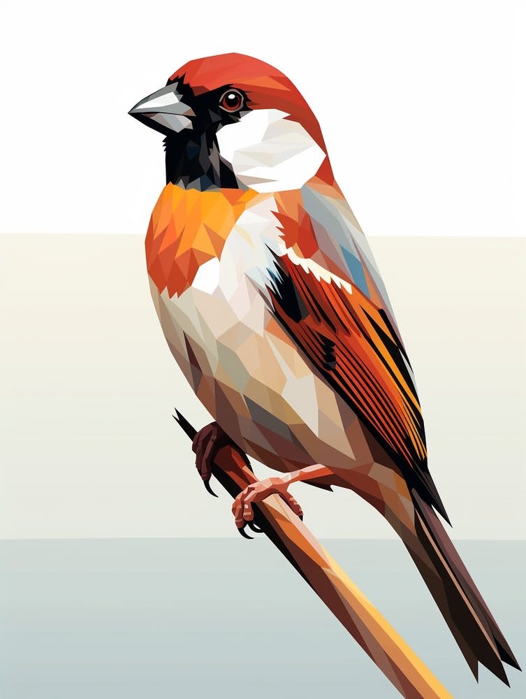 Colourful Geometric Bird House Sparrow 3