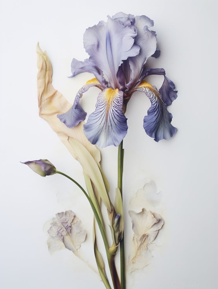 Pressed Flower Botanical Art Iris 1