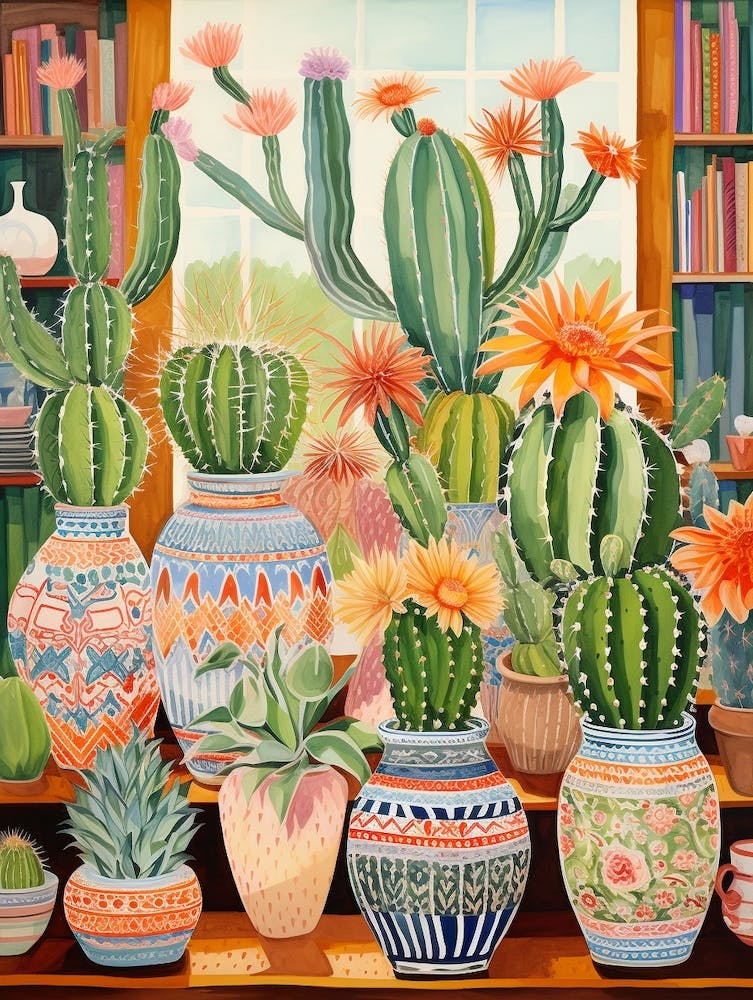 Cactus Painting Maximalist Still Life Melocactus Cactus 4