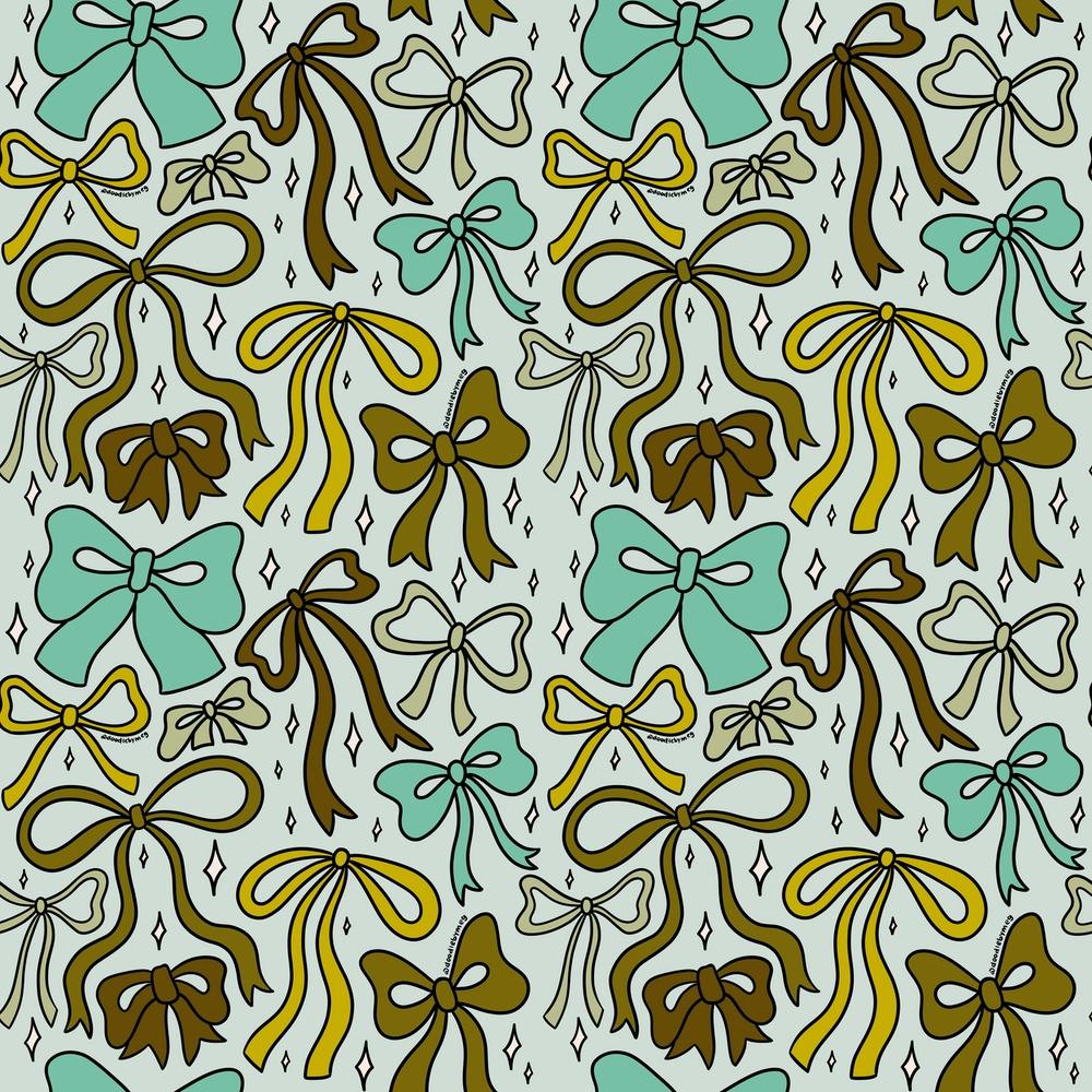 Blue Bow Print