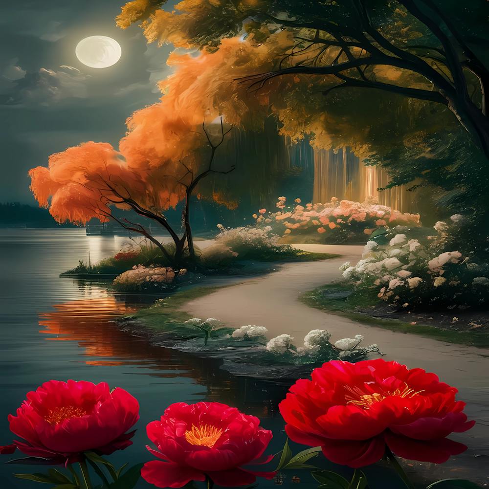 Peonies In The Moonlight