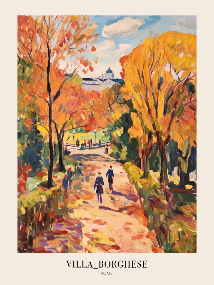 Autumn City Park Painting Villa Borghese Gardens Rome 2 Poster