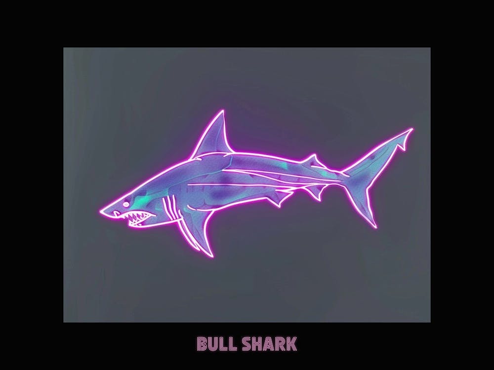 Neon Pink Purple Bull Shark Poster 3