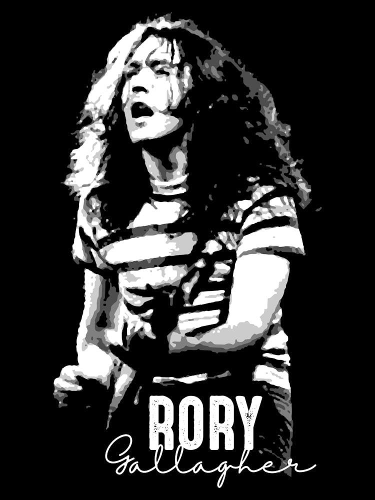 Rory Gallagher Musician Legend in Grayscale