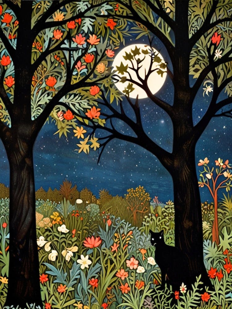 Cat In The Moonlight William Morris 1