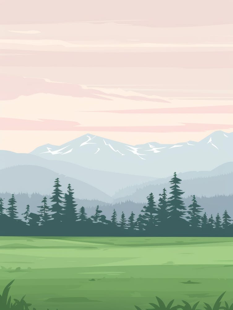 Landscape With Mountains And Trees 1