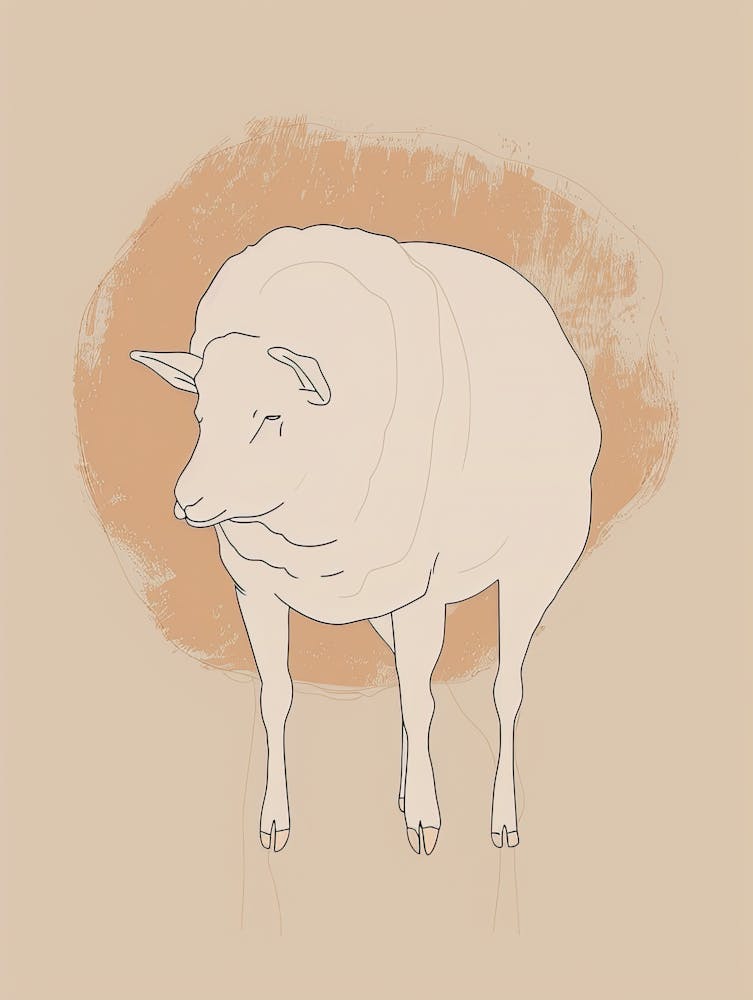 Sheep - Boho, Line Art