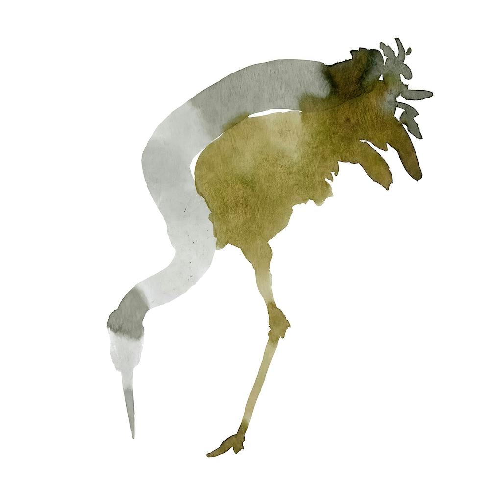 Grue - Peinture d'Oiseau Minimaliste 1