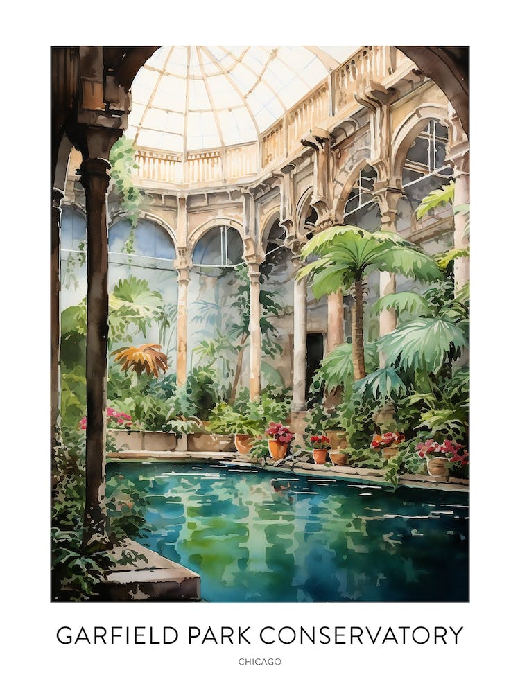 Garfield Park Conservatory 3 Chicago Watercolour Travel Poster