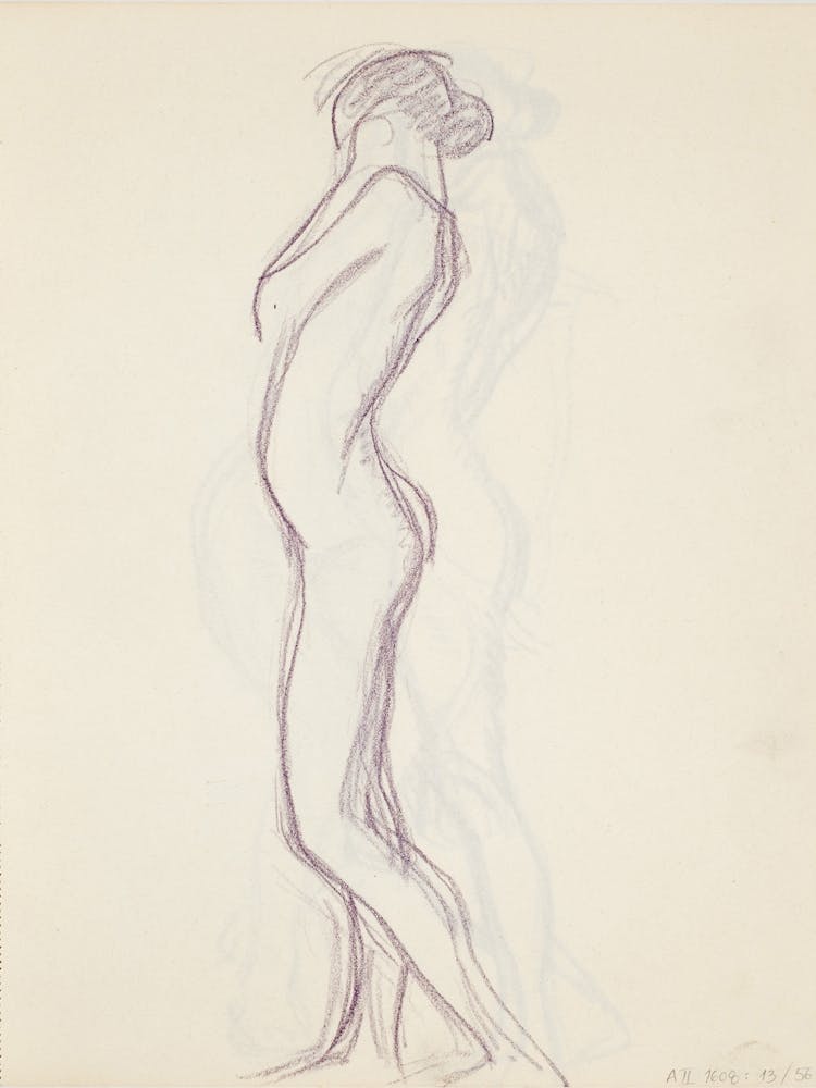 Seisova Nuori Alaston Nainen Sivusta, Luonnos, 1912part Of A Sketchbook By Magnus Enckell