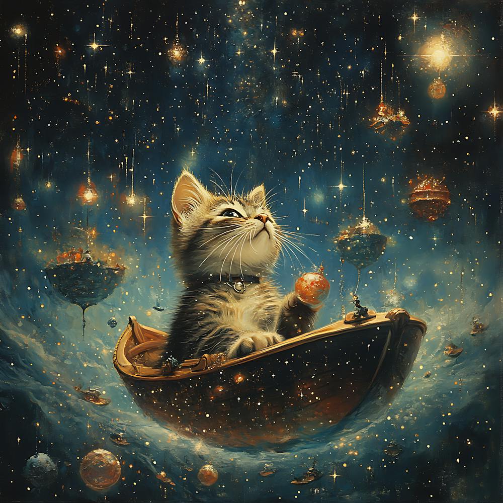 Cat Sailing Starry Sea Fantasy 1
