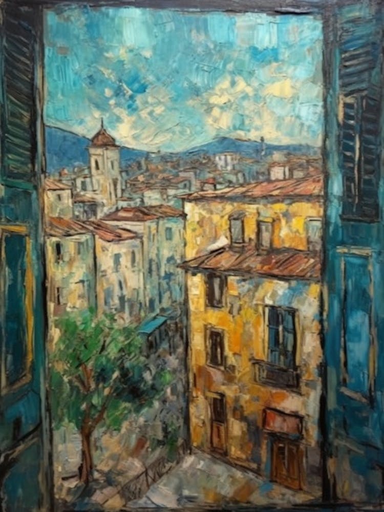 Window View Of Florence In The Style Of Expressionism 2