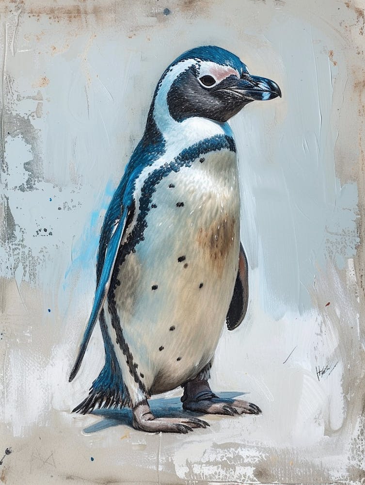African Penguin Oamaru Blue Penguin Colony Oil Painting 1
