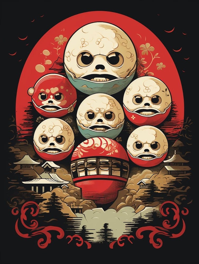 Daruma Dolls Japanese Illustration 8