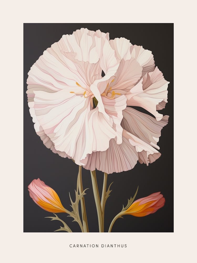 Flower Illustration Carnation Dianthus 5 Poster