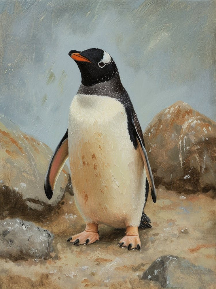 Adlie Penguin Zavodovski Island Oil Painting 1
