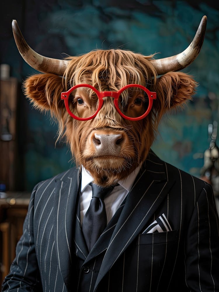 Highland Bull in Pinstripes