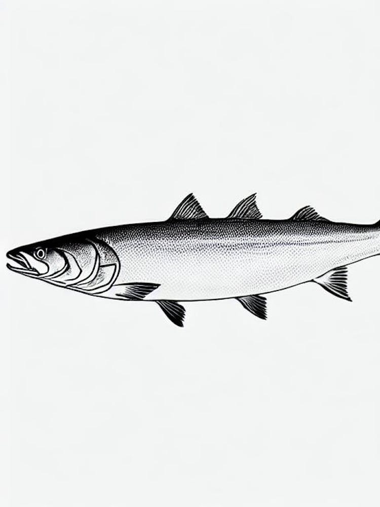 Salmon Black & White Drawing