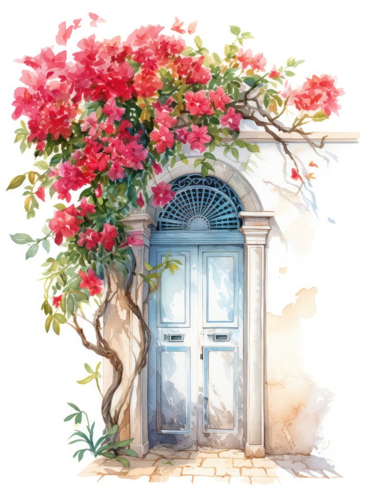 Tel Aviv, Israel   Mediterranean Doors Watercolour Painting 2