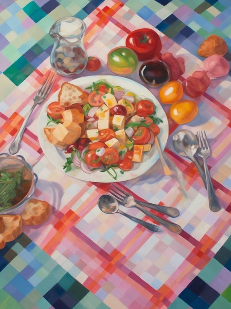 Salade Panzanella Nature Morte Peinture