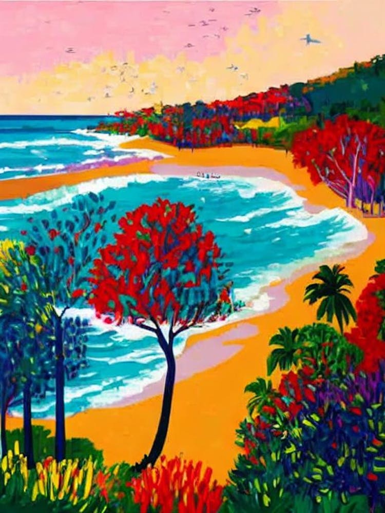 Burleigh Heads Beach, Australia Hockney Style