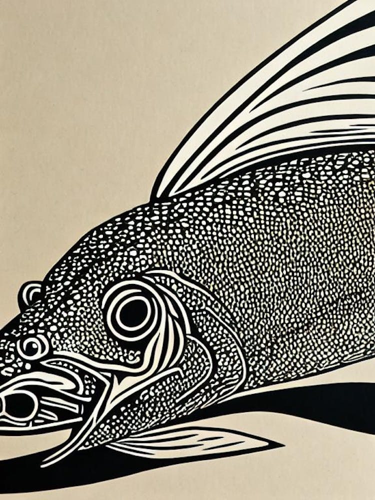 Lizardfish Linocut