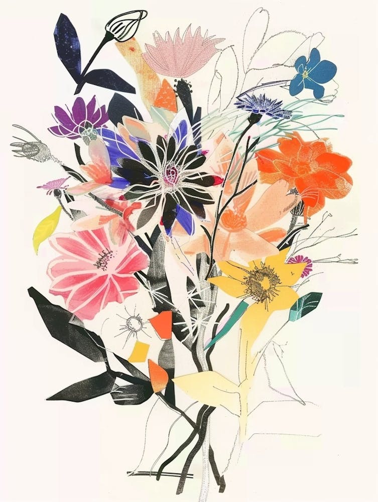 Asters Collage Flower Bouquet