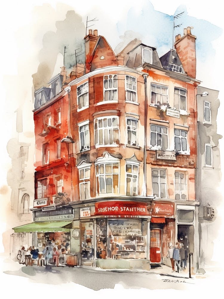 Shoreditch London Neighborhood, Watercolour 2