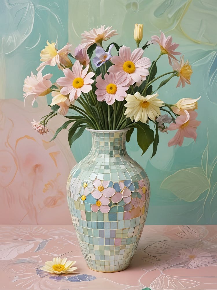 Mosaic Vase Of Flowers no1