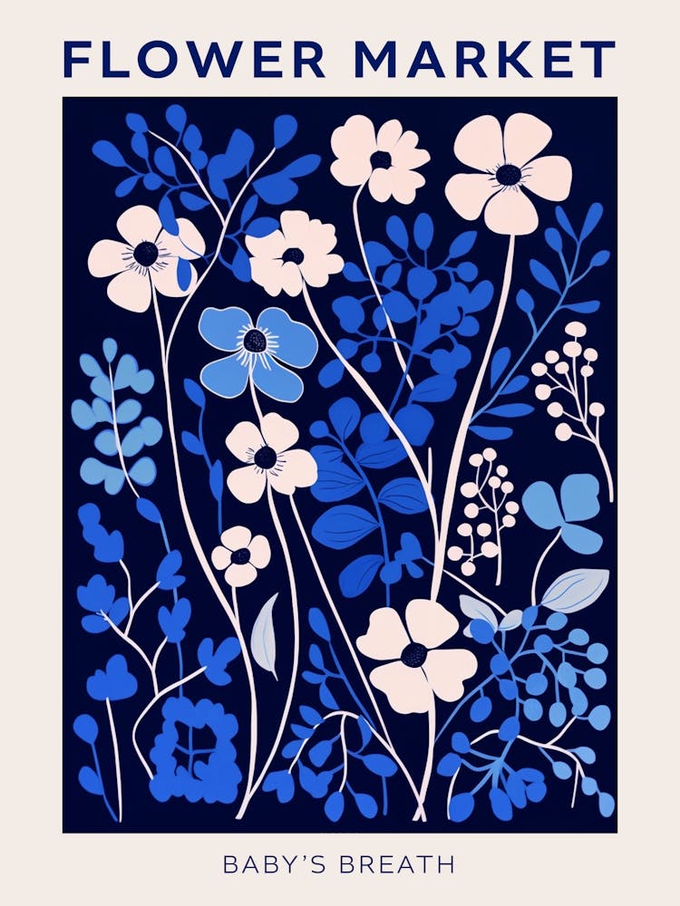 Blue Flower Market Poster Babys Breath 3