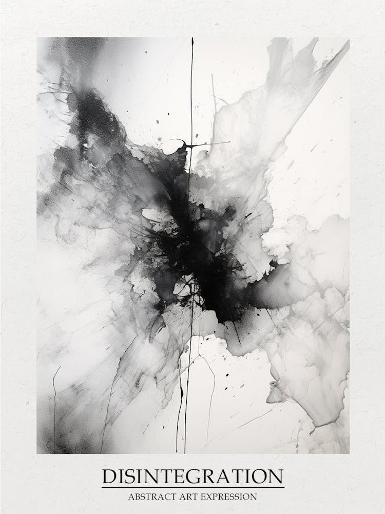 Disintegration Abstract Black And White 4 Poster