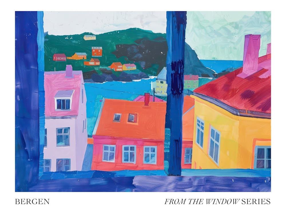 Bergen From The Window Series Poster Painting 4