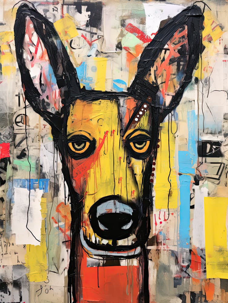 Graffiti Collars: Neo-Expressionist Canine Artistry, dogs