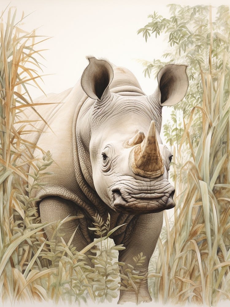 Rhino Walking Through The Landscape Illustration 5