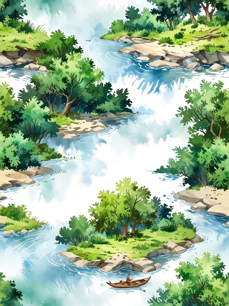 Peinture de rivière à l'aquarelle