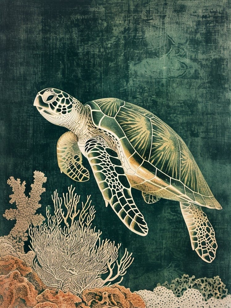 Textured Sea Turtle Painting