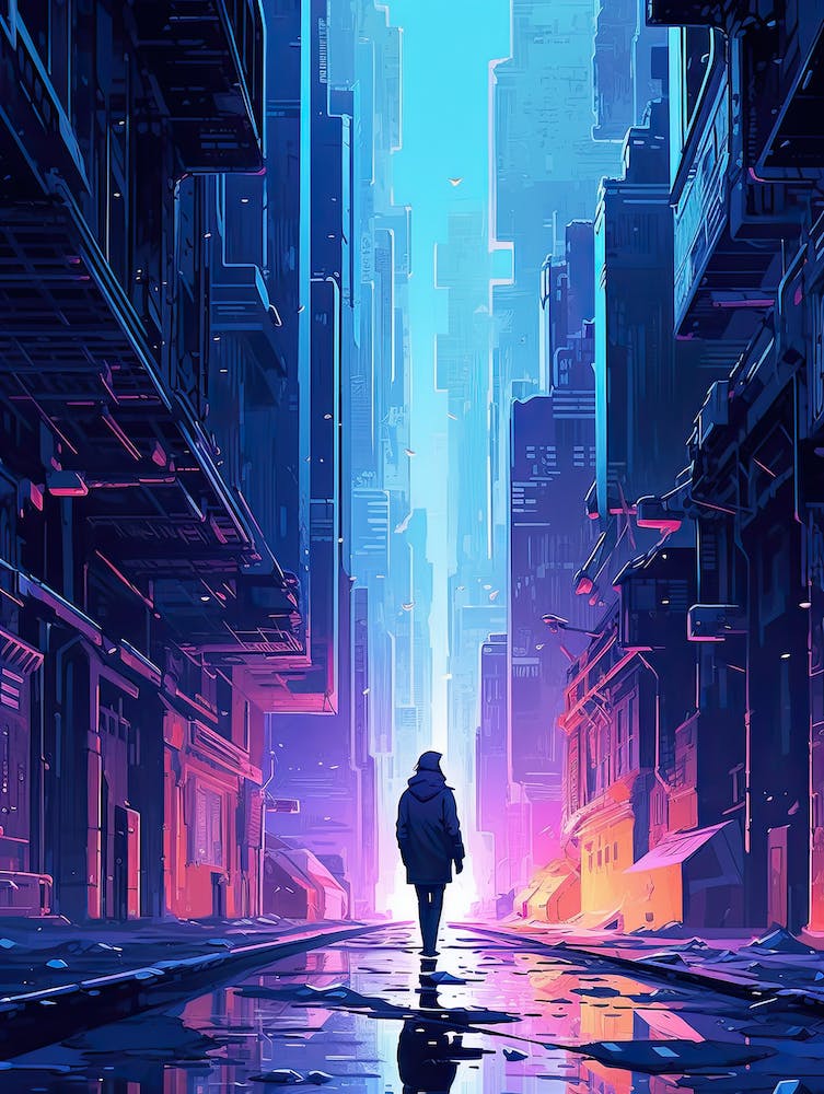 Futuristische Stadt, Neonlichter