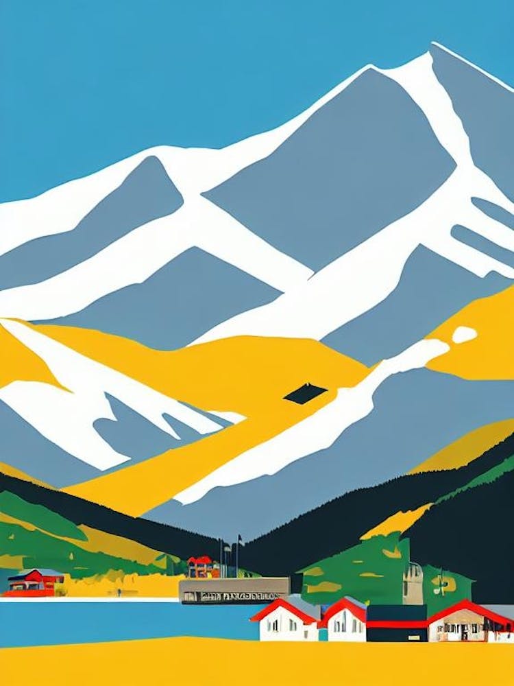 Andermatt, Switzerland Midcentury Vintage Skiing Poster