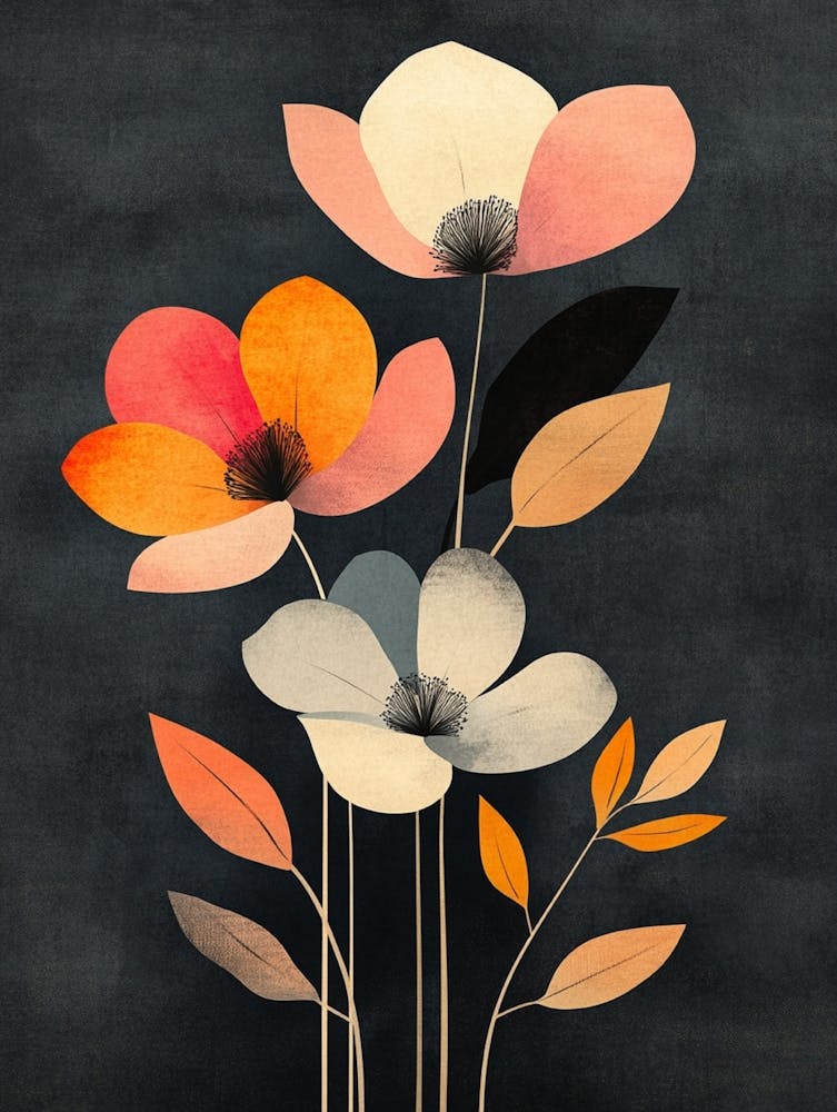 Flowers On A Black Background